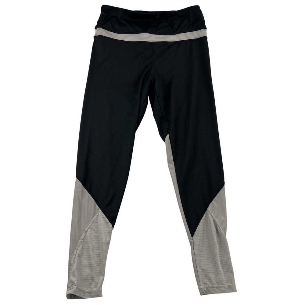 Danskin Colorblock Mesh Panel Capri Leggings Womens L Black Gray Athletic Crop